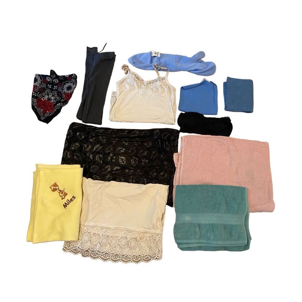 Lot Of Random Fabric For Crafts Art Sewing Material Pillow Case Blanket Towels